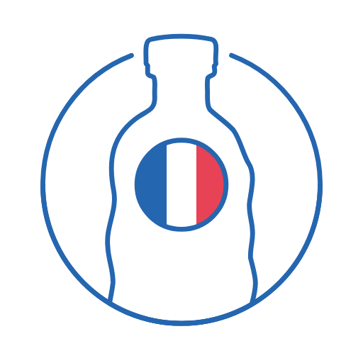 Picto savoir-faire français — bouteille au drapeau tricolore